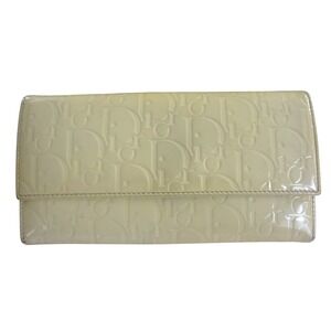 Christian Dior Patent Leather Monogram Wallet Lt Yellow Embossed‎ Diorissimo